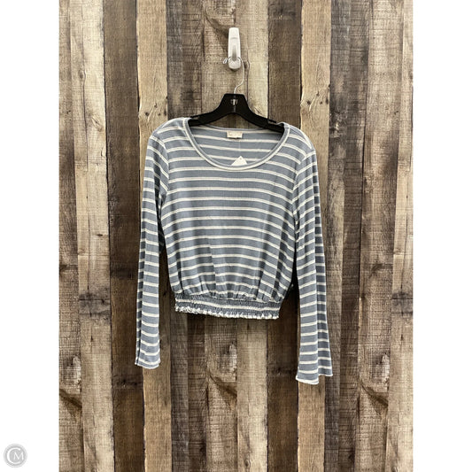Top Long Sleeve By Hem & Thread In Blue & White, Size: S