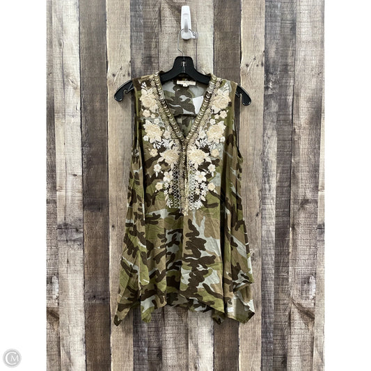 Top Sleeveless By Andree By Unit In Camouflage Print, Size: M