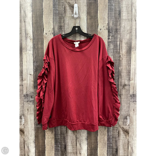 Top Long Sleeve By Bibi In Red, Size: L