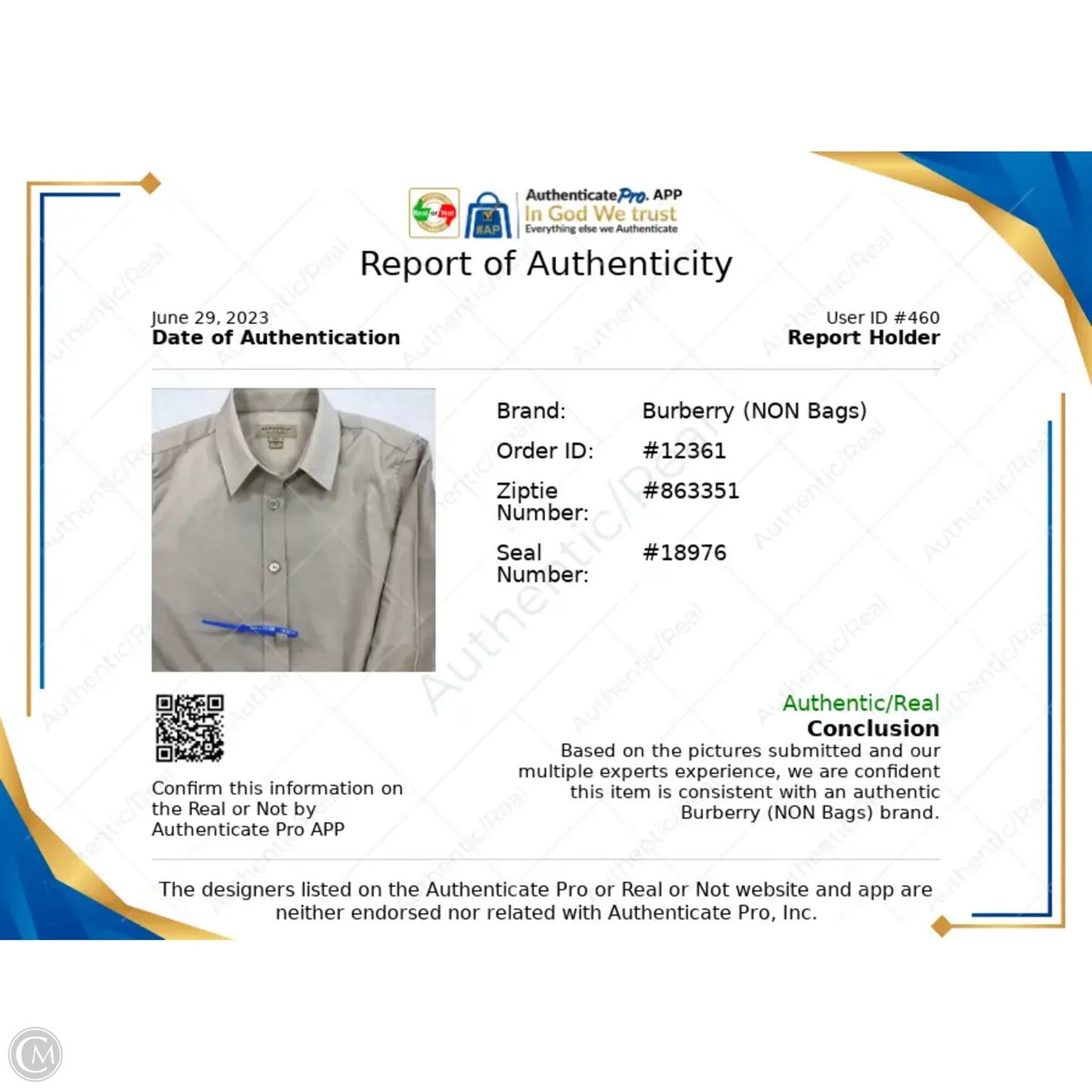 Top Long Sleeve Luxury Designer By Burberry In Tan, Size: Xs