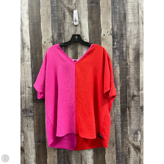 Top Short Sleeve By Entro In Pink & Red, Size: M