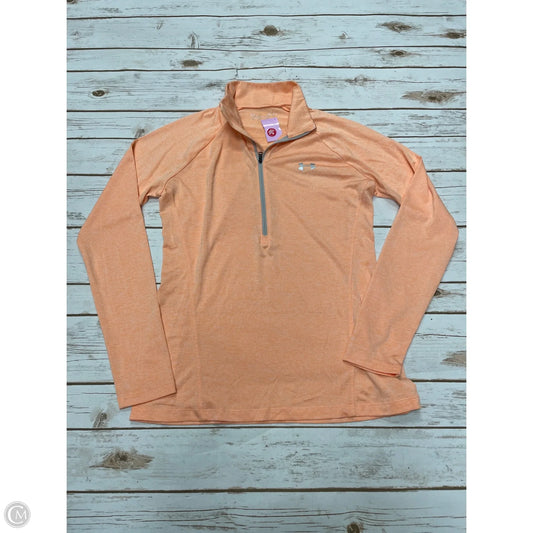 Athletic Top Long Sleeve Collar By Under Armour In Orange, Size: M