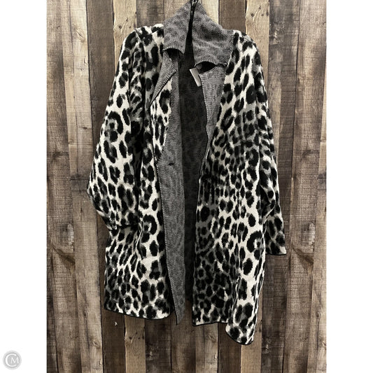 Sweater Cardigan By Liz Claiborne In Black & Grey, Size: 1x