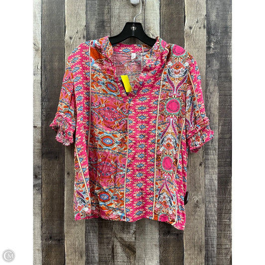 Top Short Sleeve By Cmf In Pink, Size: L