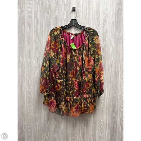 Top Long Sleeve By Terra & Sky In Multi-colored, Size: 2x