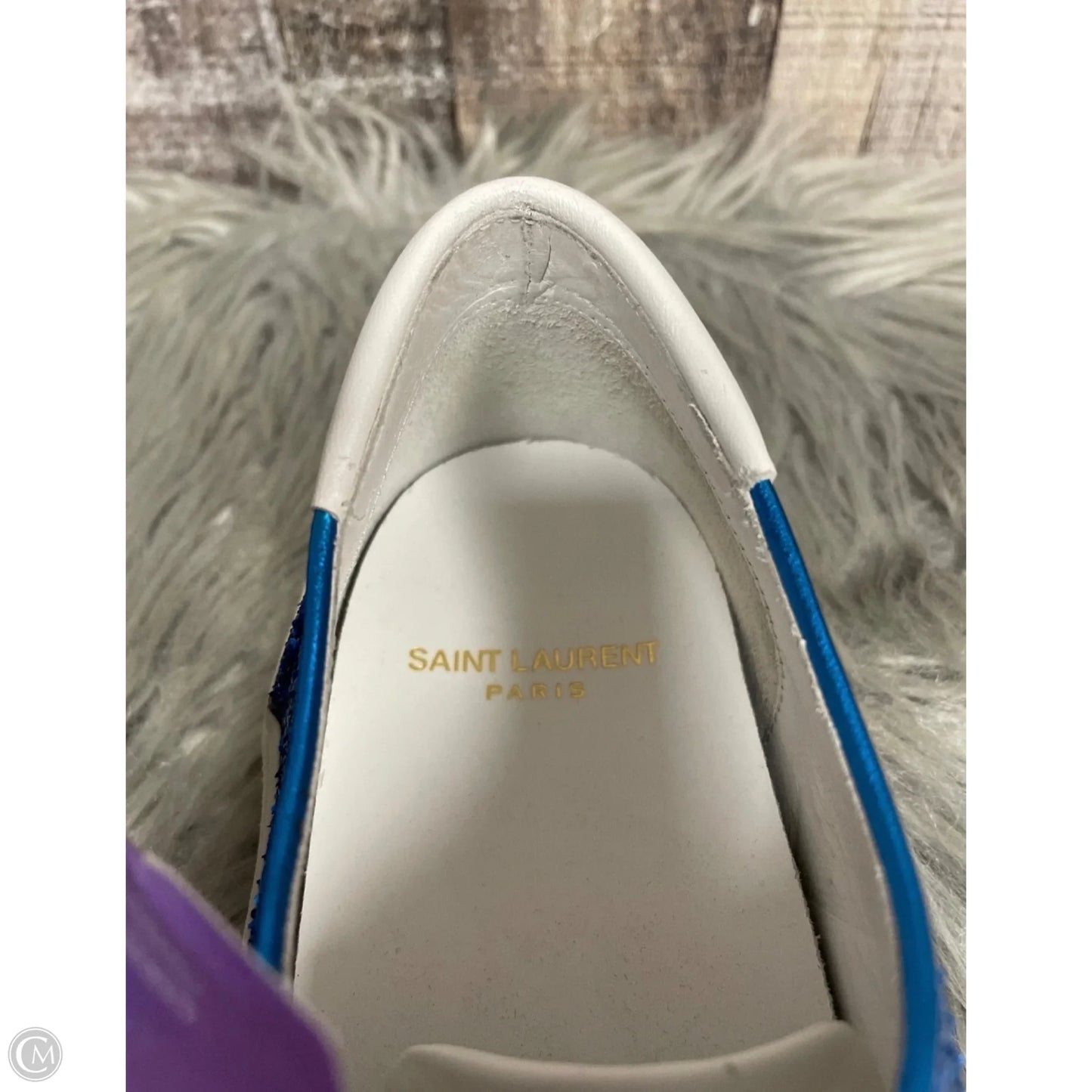 Shoes Luxury Designer By Yves Saint Laurent In Blue, Size: 8.5