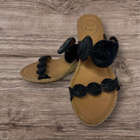 Sandals Heels Wedge By Jack Rogers In Black & Tan, Size: 8.5