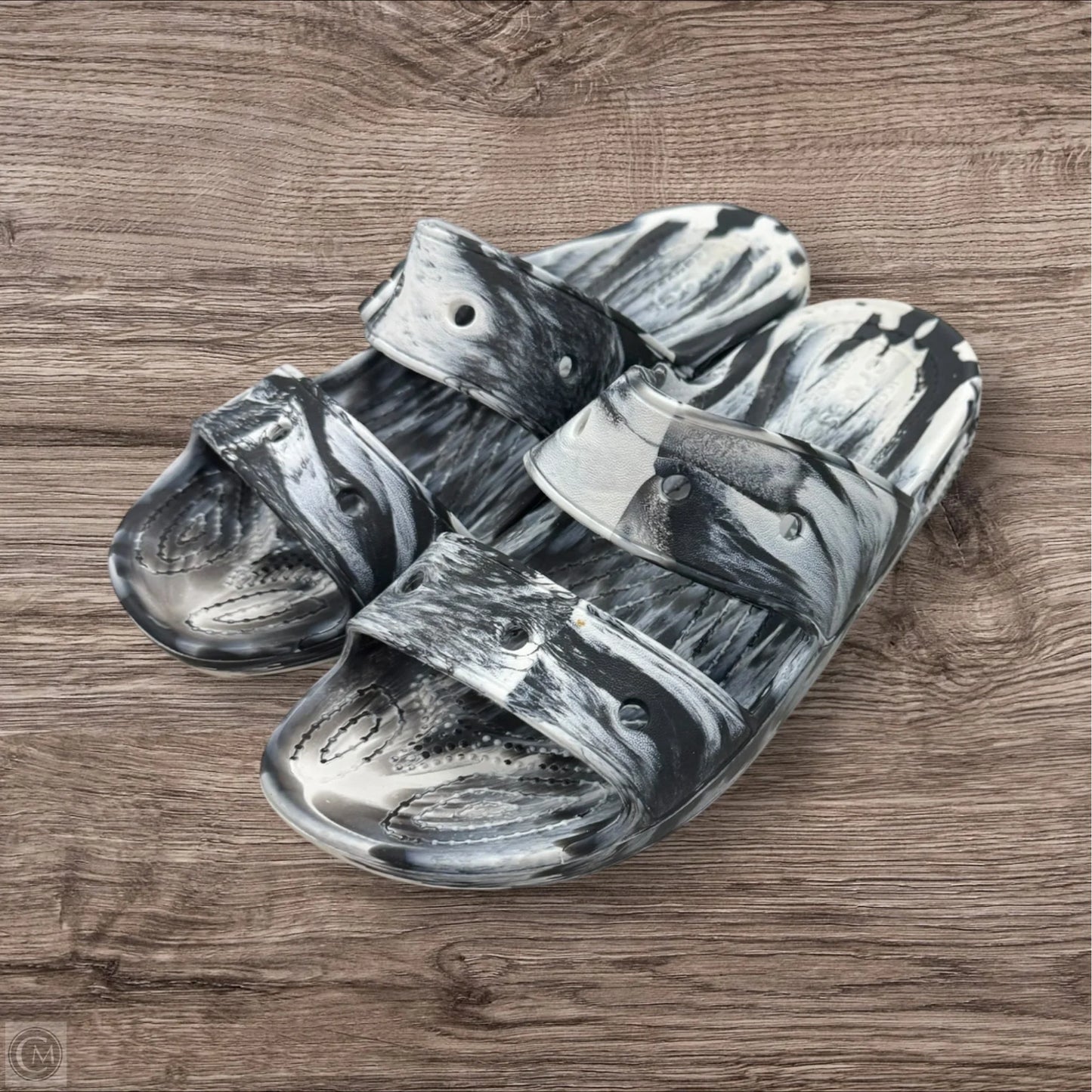 Sandals Sport By Crocs In Black & White, Size: 9