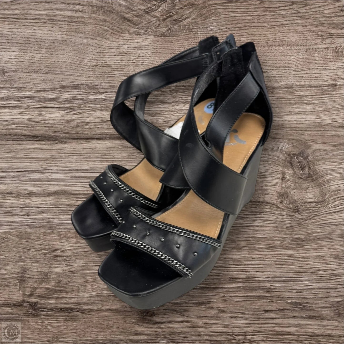Sandals Heels Wedge By Report In Black, Size: 8.5