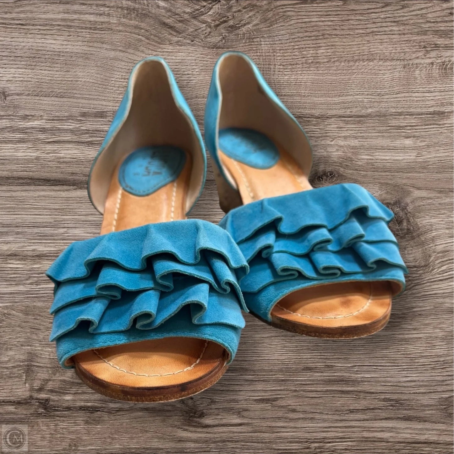 Sandals Heels Wedge By Clothes Mentor In Teal, Size: 9