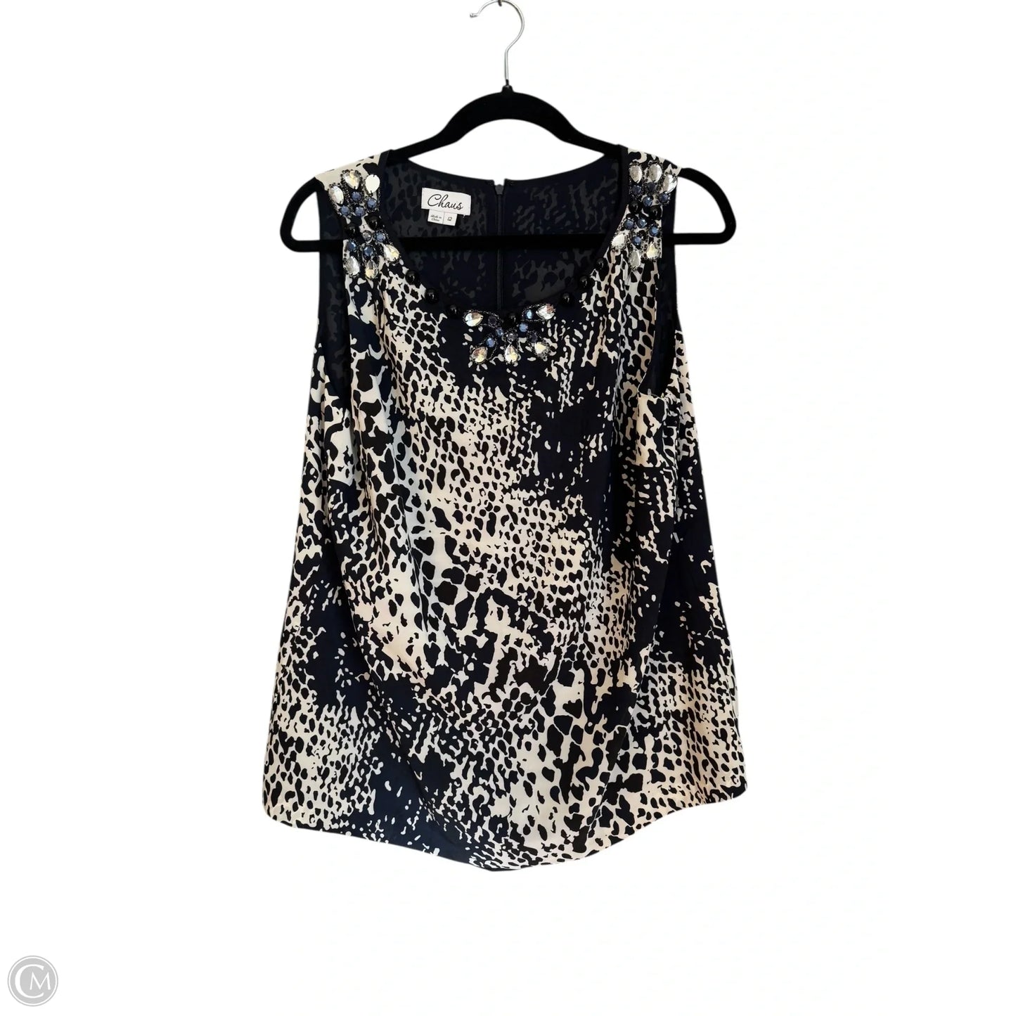 Blouse Sleeveless By Chaus In Black & Blue, Size: 12