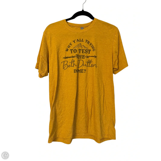 Top Short Sleeve Basic By Clothes Mentor In Gold, Size: L