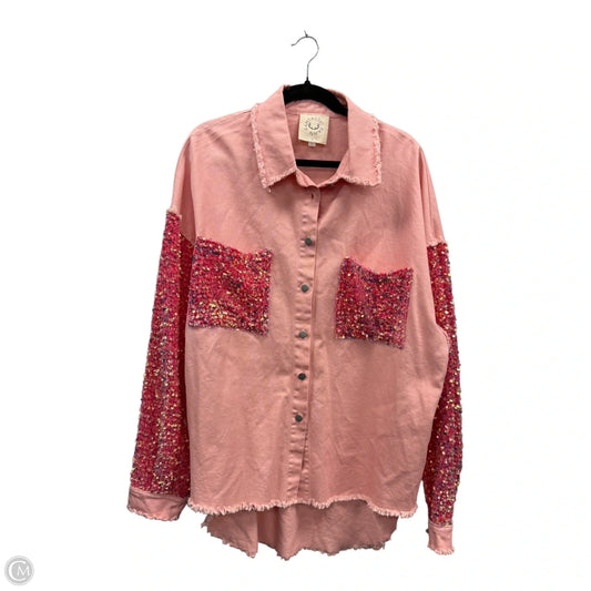 Blouse Long Sleeve By Fantastic Fawn In Pink, Size: L