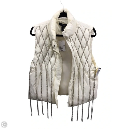 Vest Puffer & Quilted By Forever 21 In Cream & Silver, Size: M