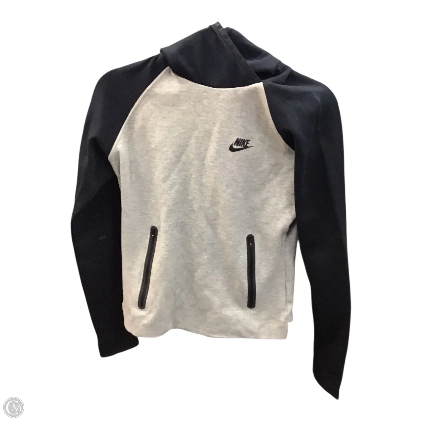 Athletic Sweatshirt Hoodie By Nike Apparel In Black & Grey, Size: S