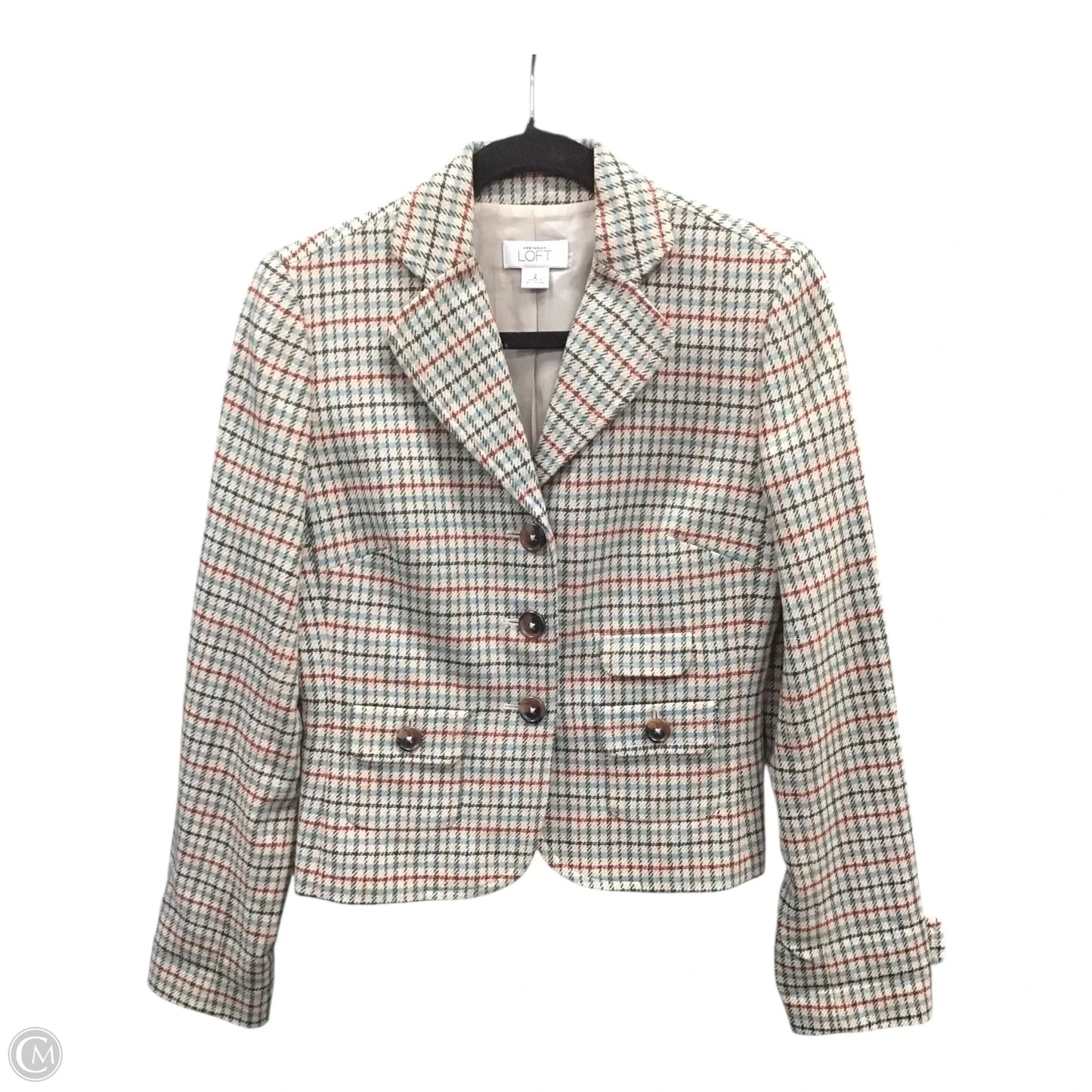 Blazer By Loft In Plaid Pattern, Size: 2