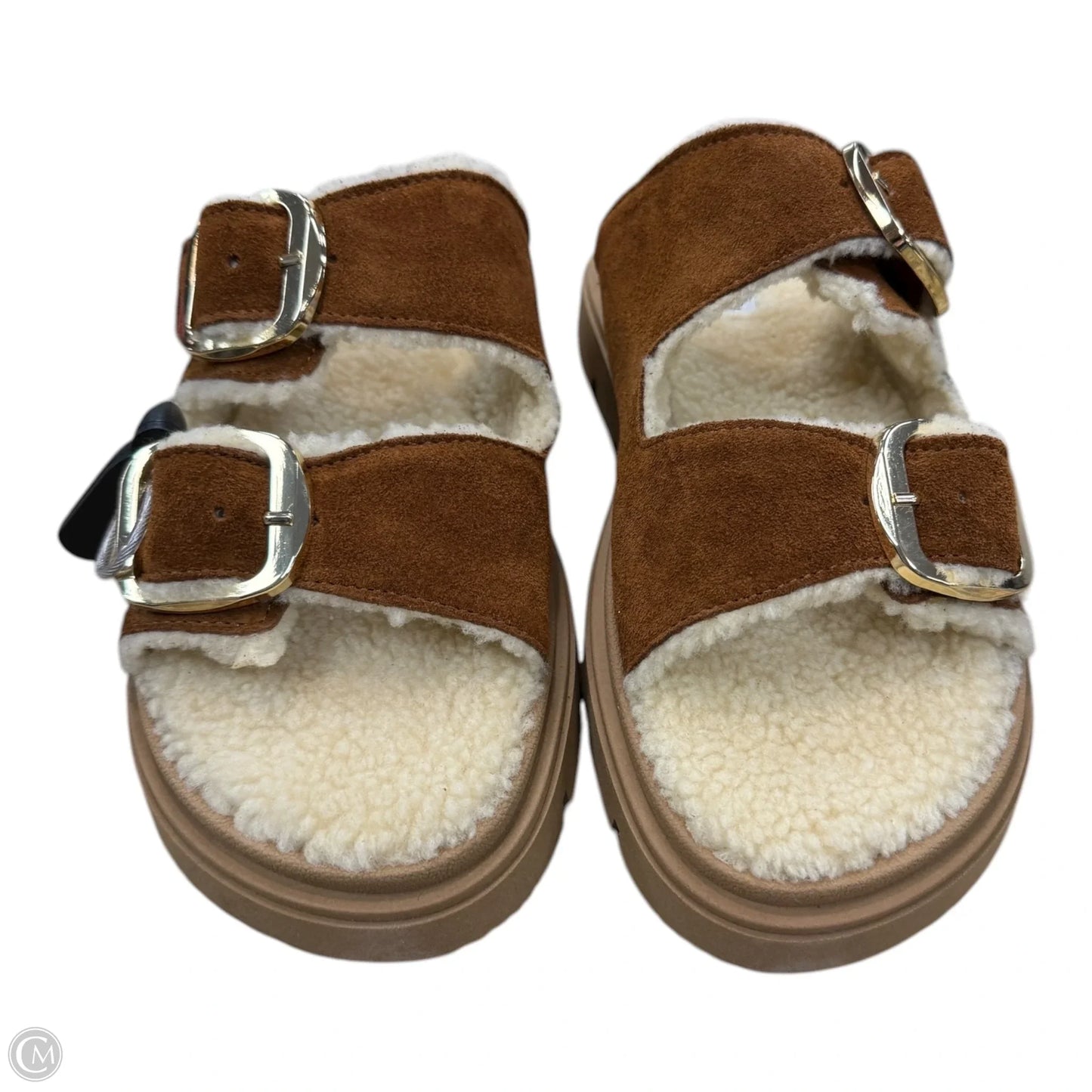 Sandals Heels Platform By Steve Madden In Tan & White, Size: 10