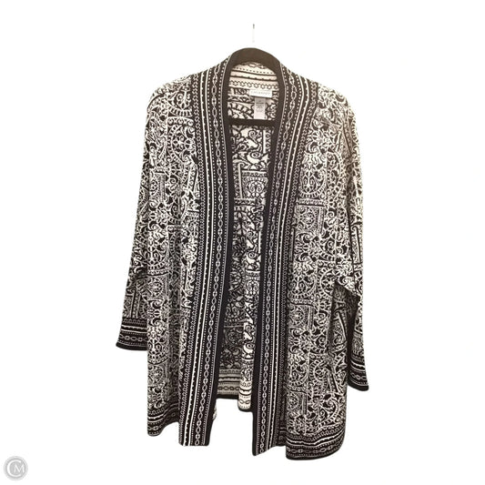 Sweater Cardigan By Catherines In Black & White, Size: 2x