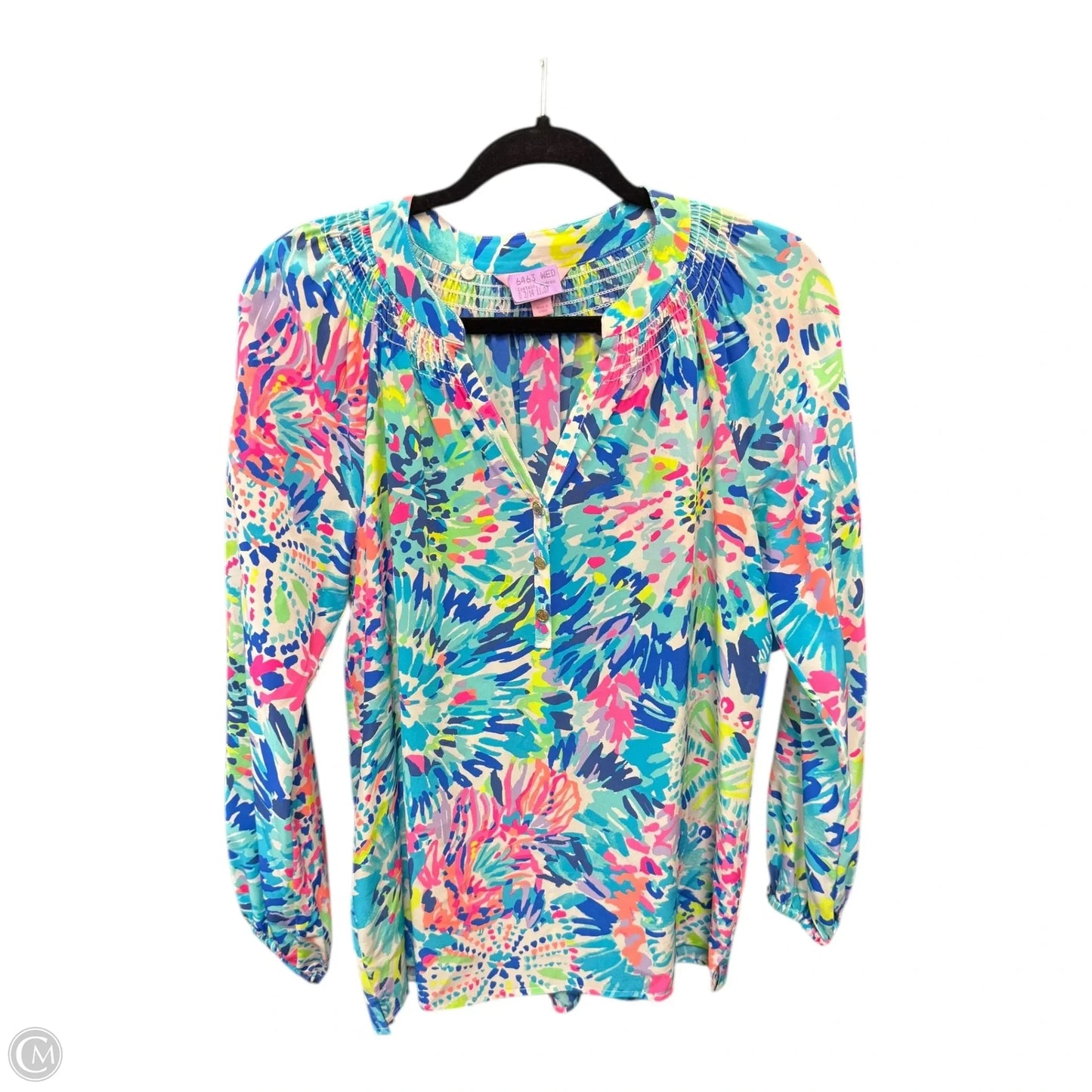 Blouse Designer By Lilly Pulitzer In Blue & Pink, Size: S