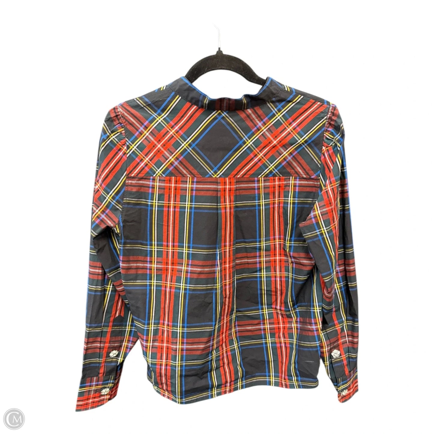Blouse Long Sleeve By J. Crew In Plaid Pattern, Size: S