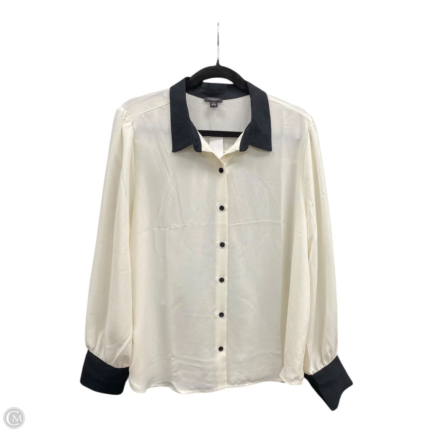 Blouse Long Sleeve By Ann Taylor In Cream, Size: Xl