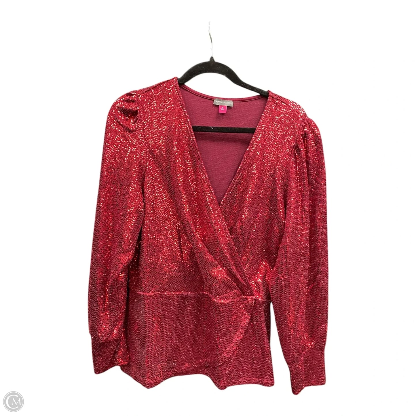 Blouse Long Sleeve By Vince Camuto In Red, Size: Xl