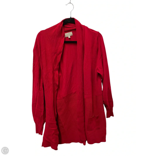 Sweater Cardigan By Joan Vass In Red, Size: Xl