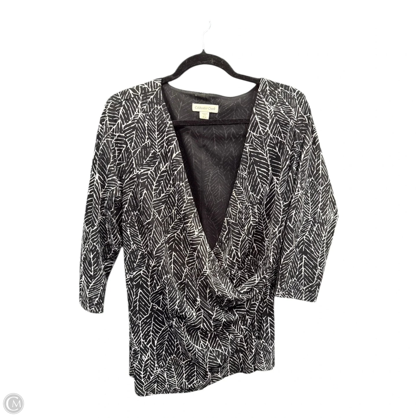 Blouse 3/4 Sleeve By Coldwater Creek In Black & White, Size: 1x