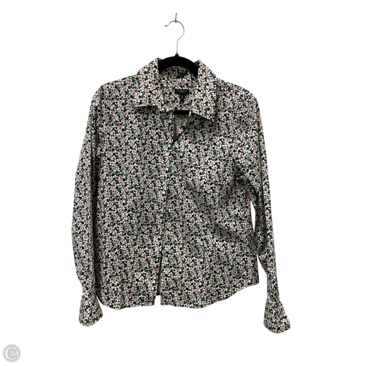 Blouse Long Sleeve By Talbots In Black & White, Size: 12p
