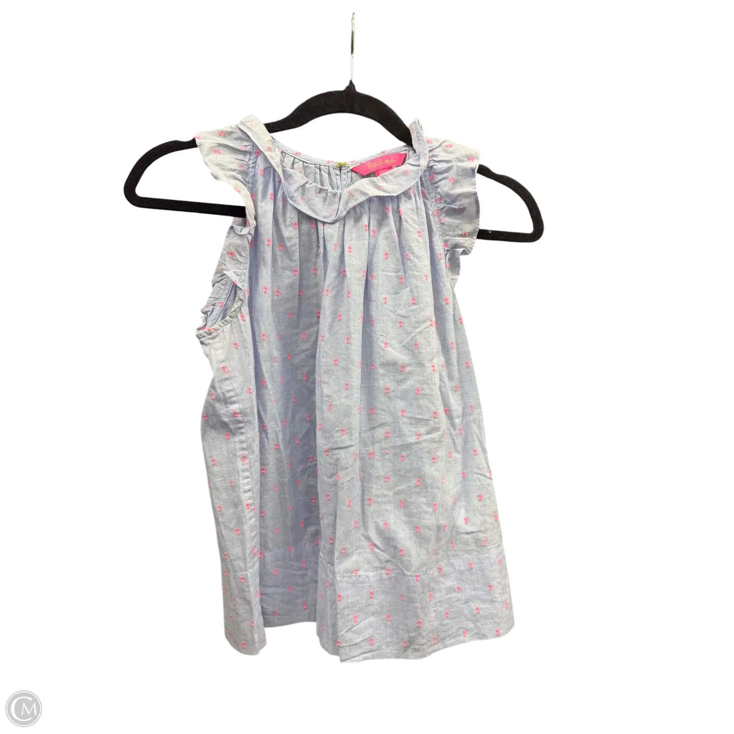 Top Short Sleeve Designer By Lilly Pulitzer In Blue & Pink, Size: Xxs