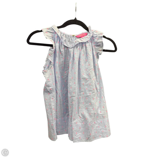 Top Short Sleeve Designer By Lilly Pulitzer In Blue & Pink, Size: Xxs