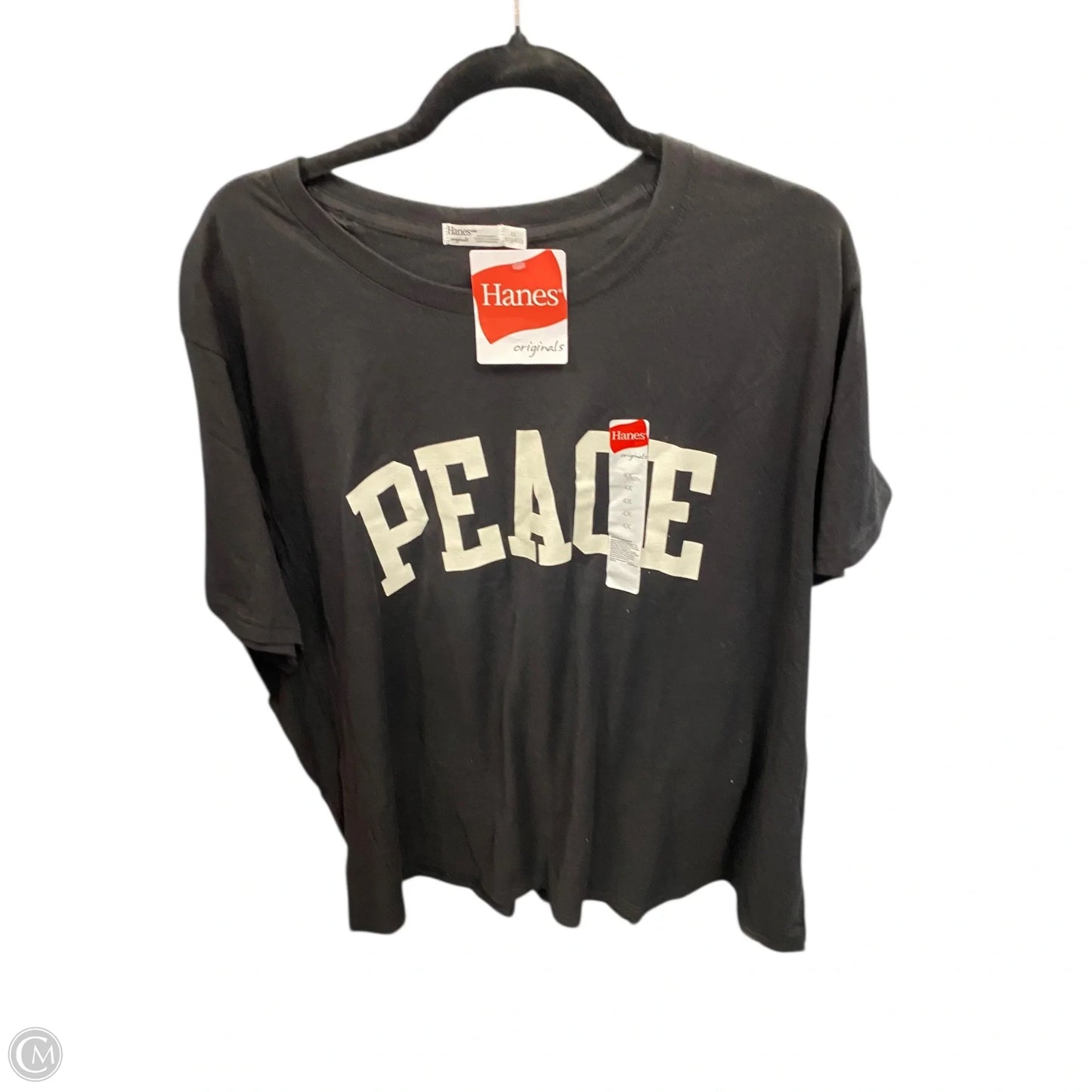 Top Short Sleeve Basic By Hanes In Black & White, Size: 4x