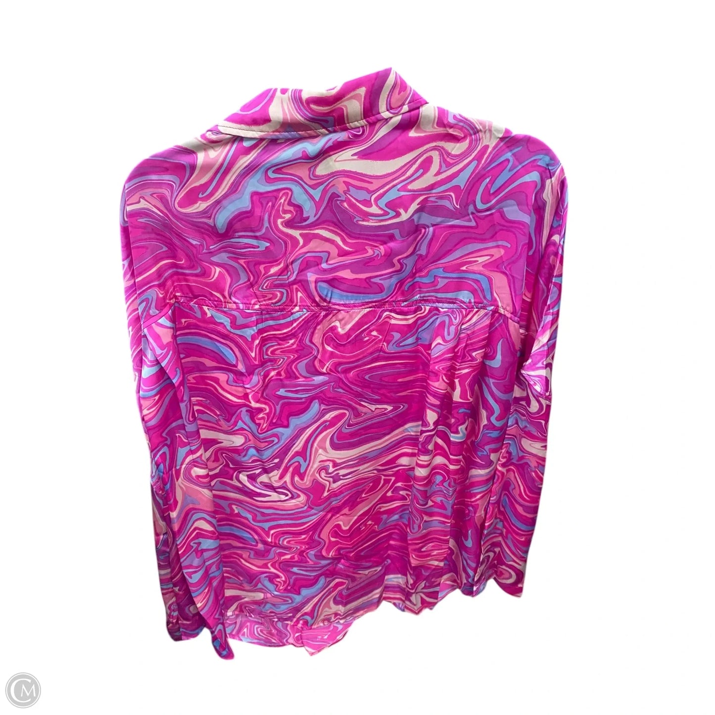 Blouse Long Sleeve By Emily Wonder In Pink & White, Size: 2x