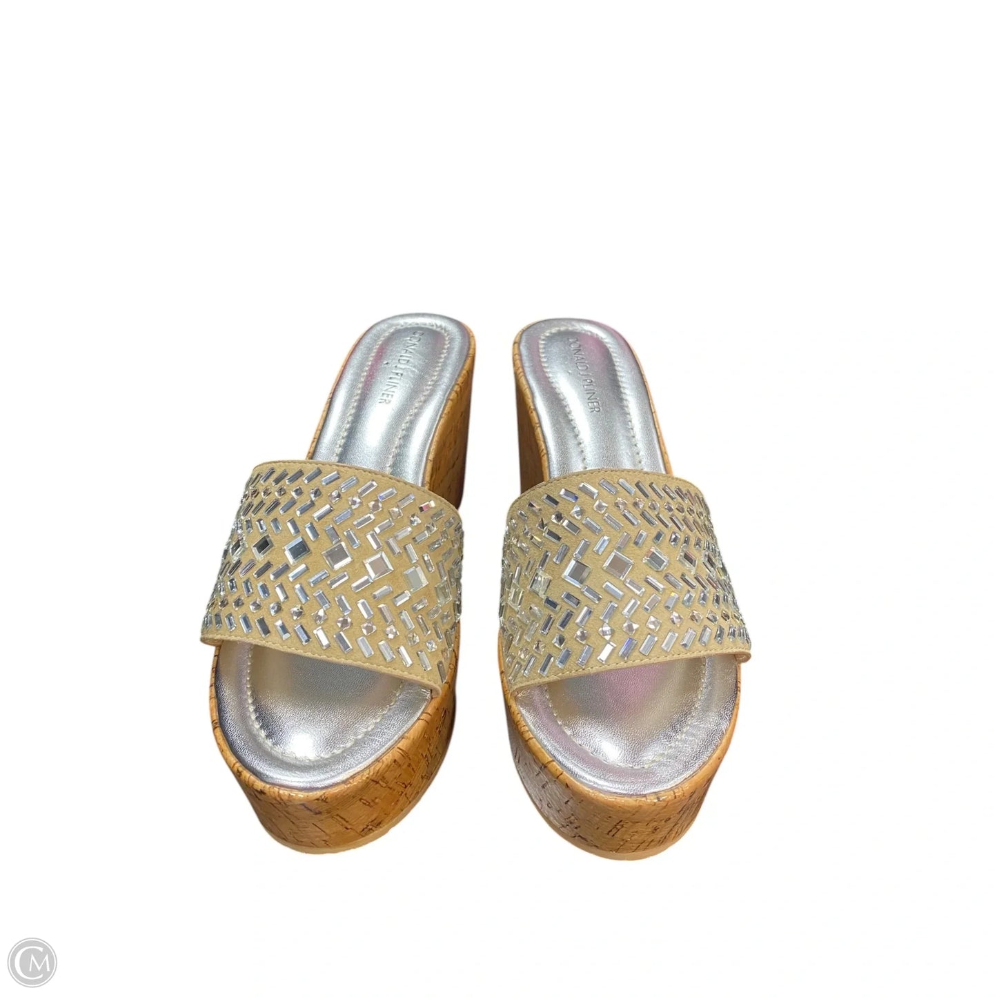 Sandals Heels Wedge By Donald Pliner In Tan & White, Size: 7.5