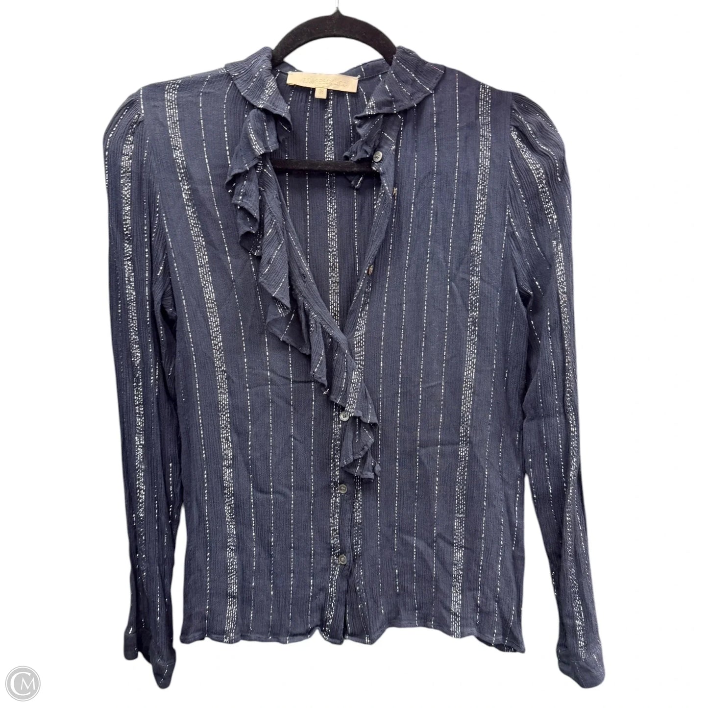 Blouse Long Sleeve By Cma In Blue & Silver, Size: 6