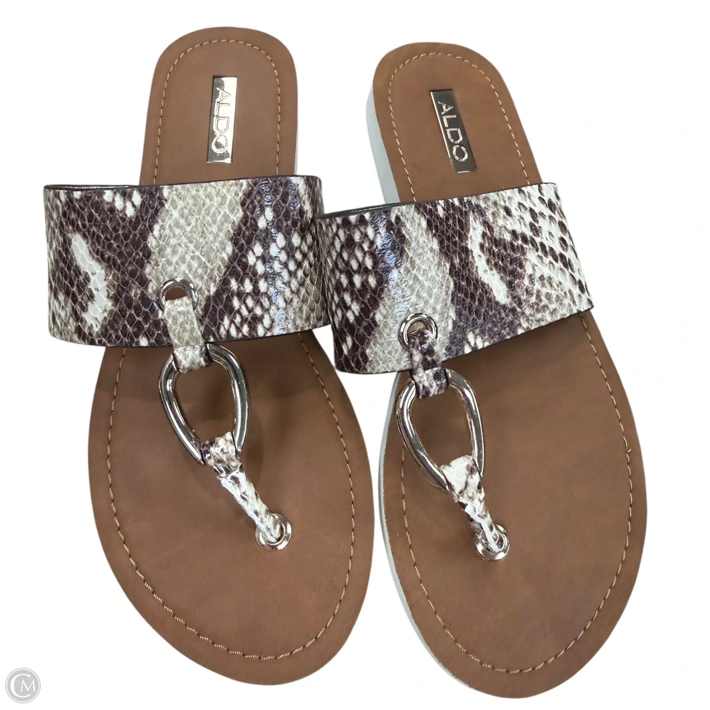 Sandals Flats By Aldo In Snakeskin Print, Size: 8.5