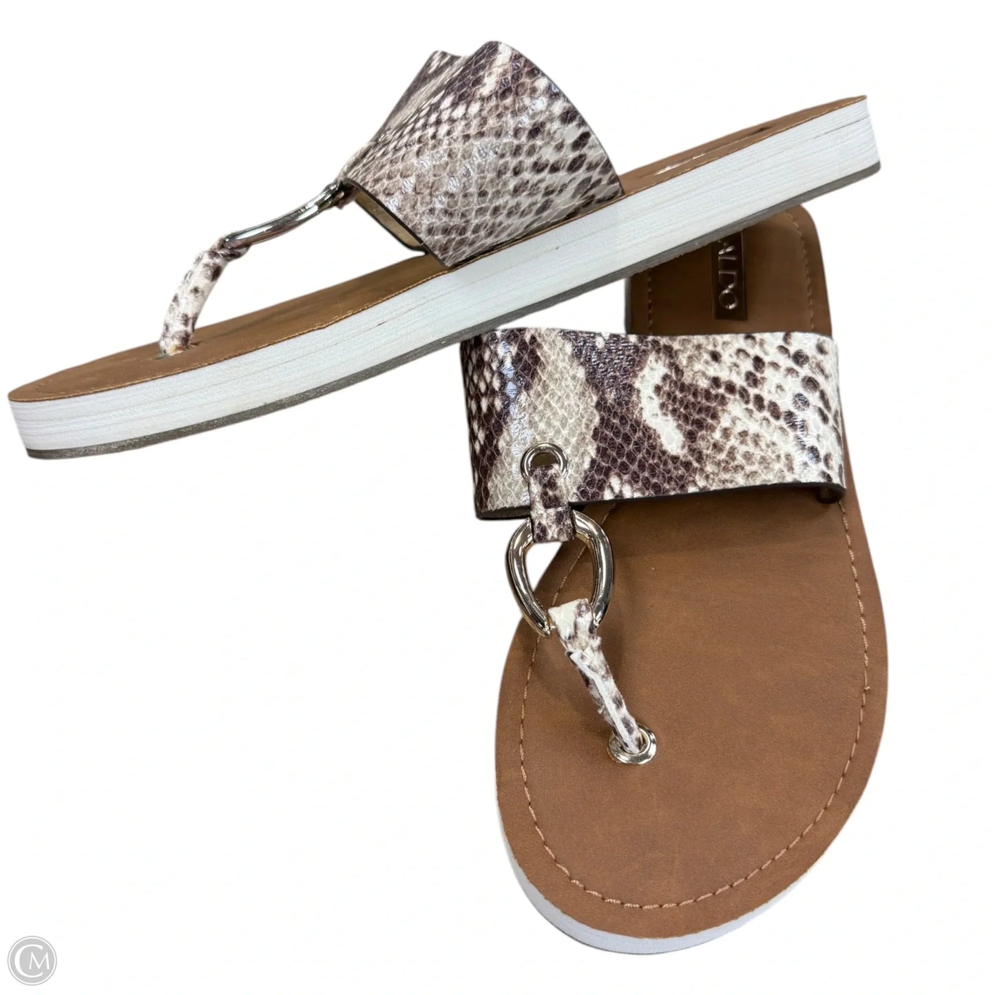 Sandals Flats By Aldo In Snakeskin Print, Size: 8.5