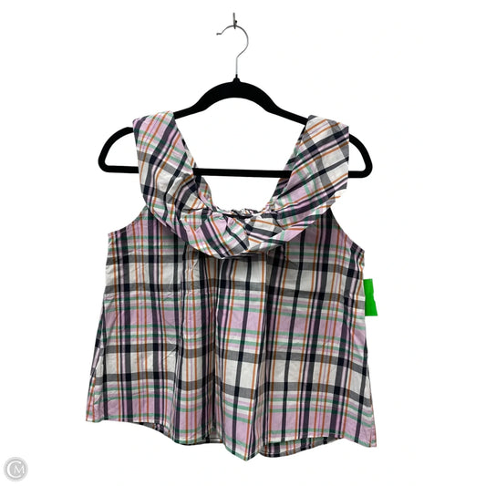 Top Sleeveless By J. Crew In Plaid Pattern, Size: Xs