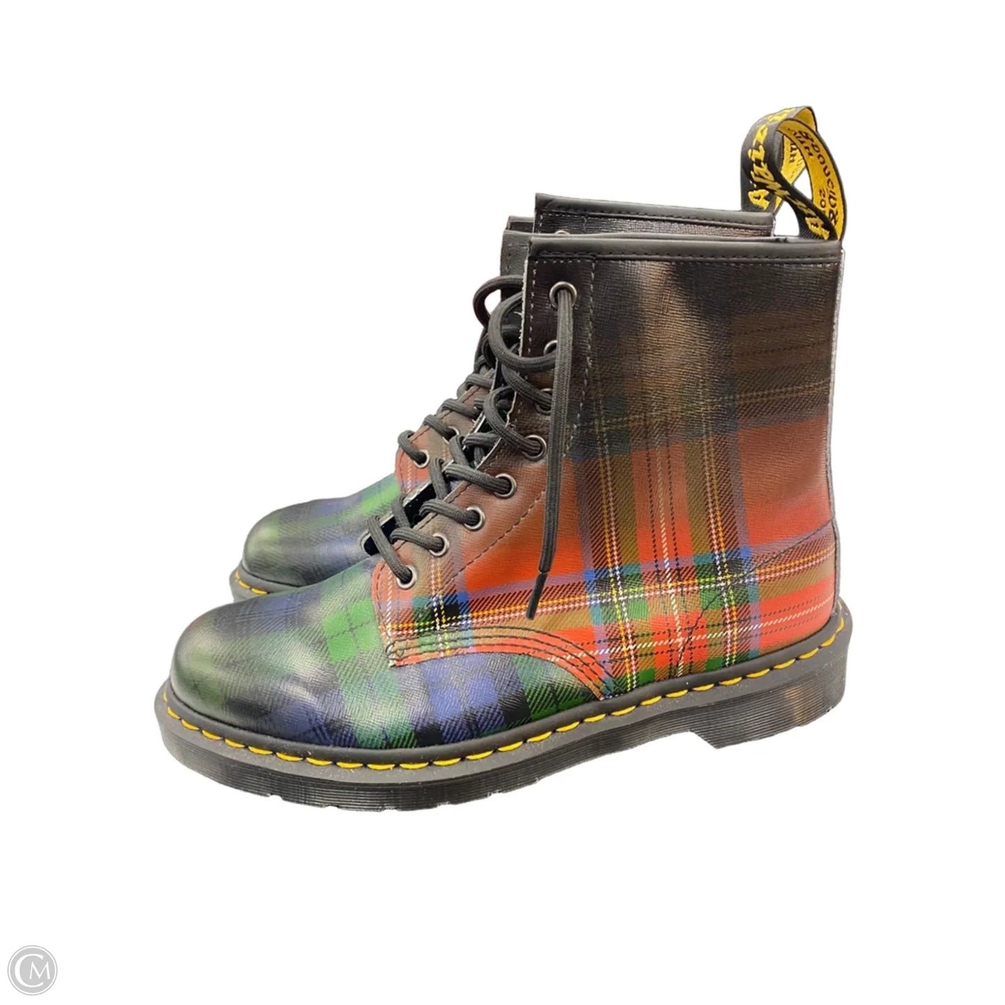 Boots Combat By Dr Martens In Plaid Pattern, Size: 10