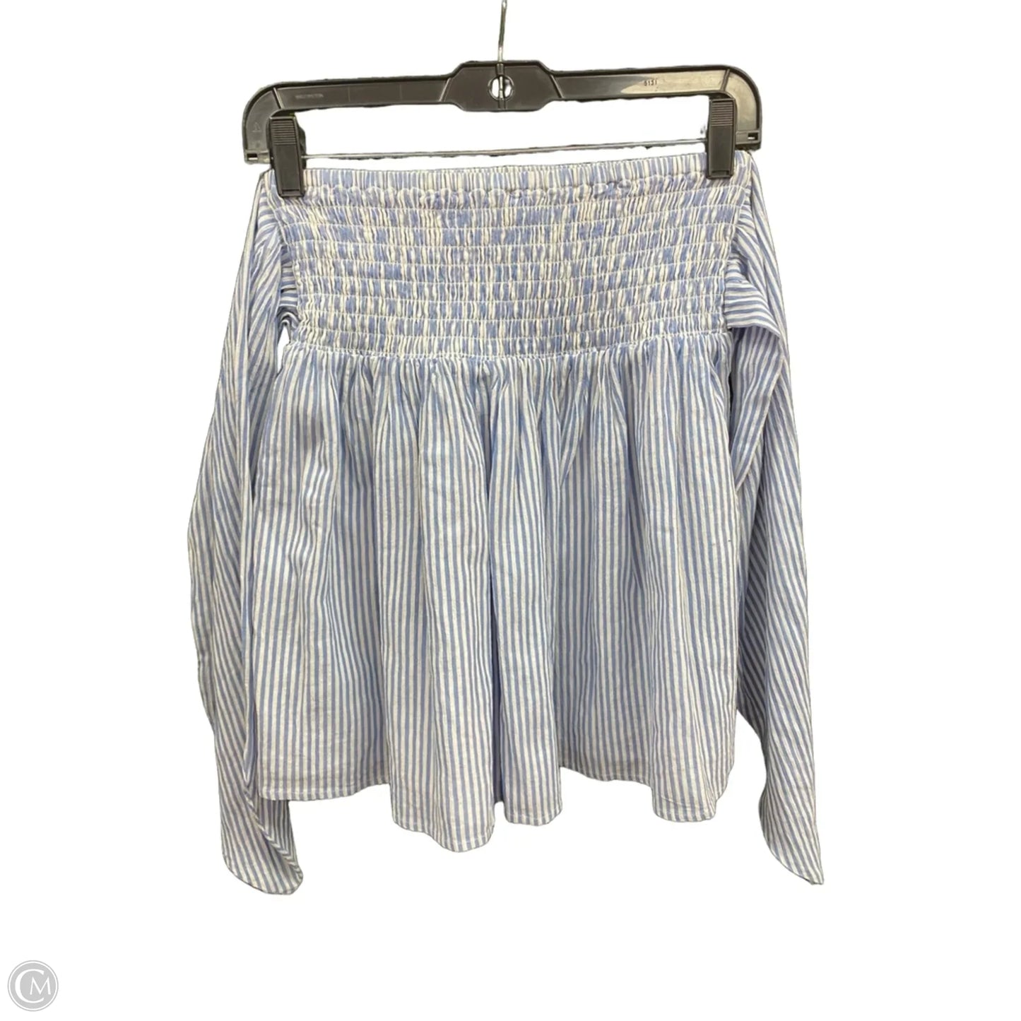 Blouse Long Sleeve By Loft In Blue & White, Size: Xs