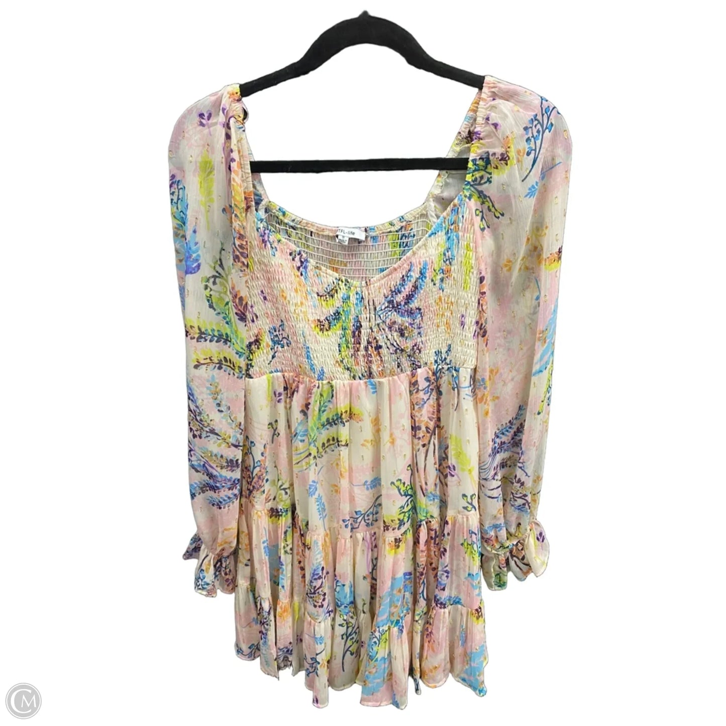 Dress Casual Short By Clothes Mentor In Blue & Cream, Size: S