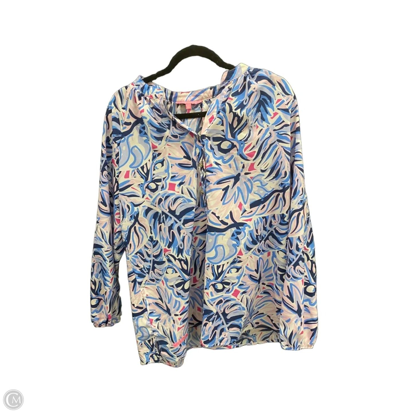 Blouse Long Sleeve By Simply Southern In Blue & Pink, Size: Xl
