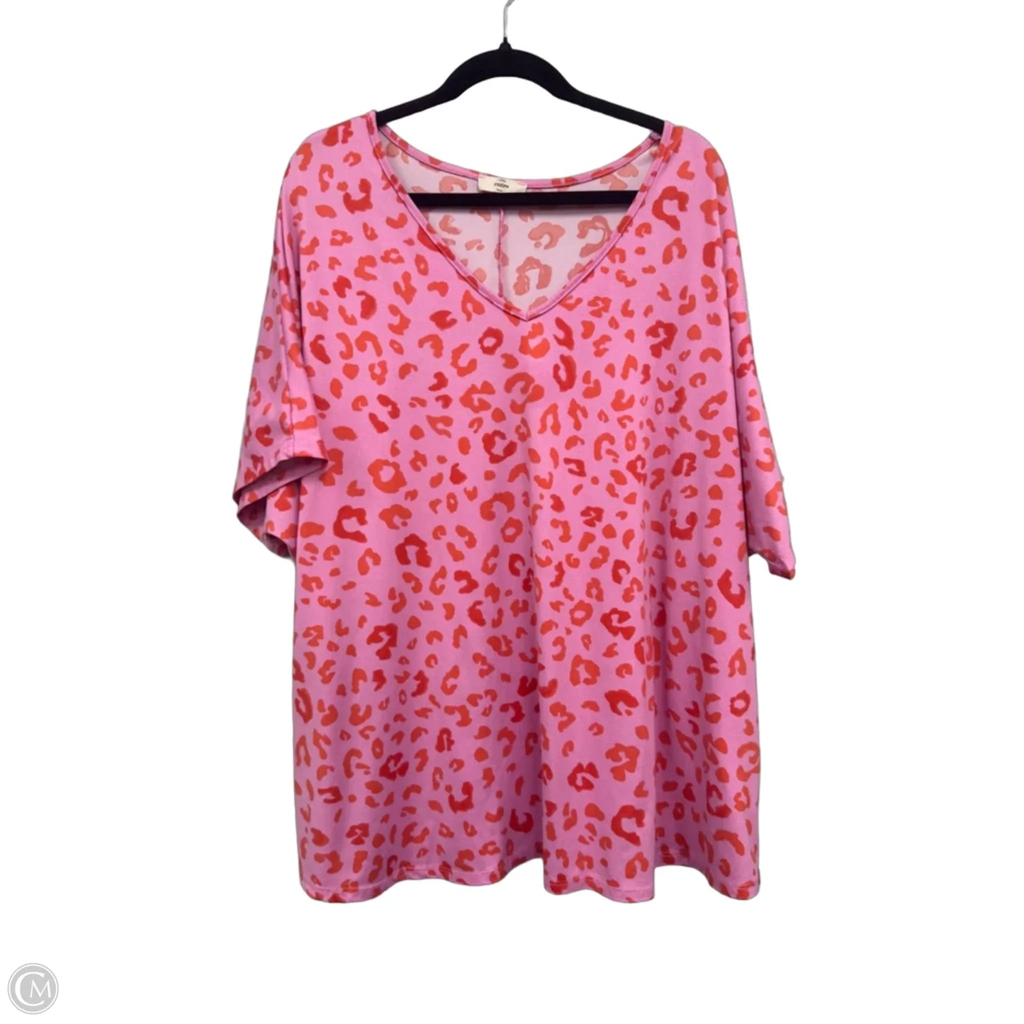 Top Short Sleeve Basic By Entro In Orange & Pink, Size: 2x
