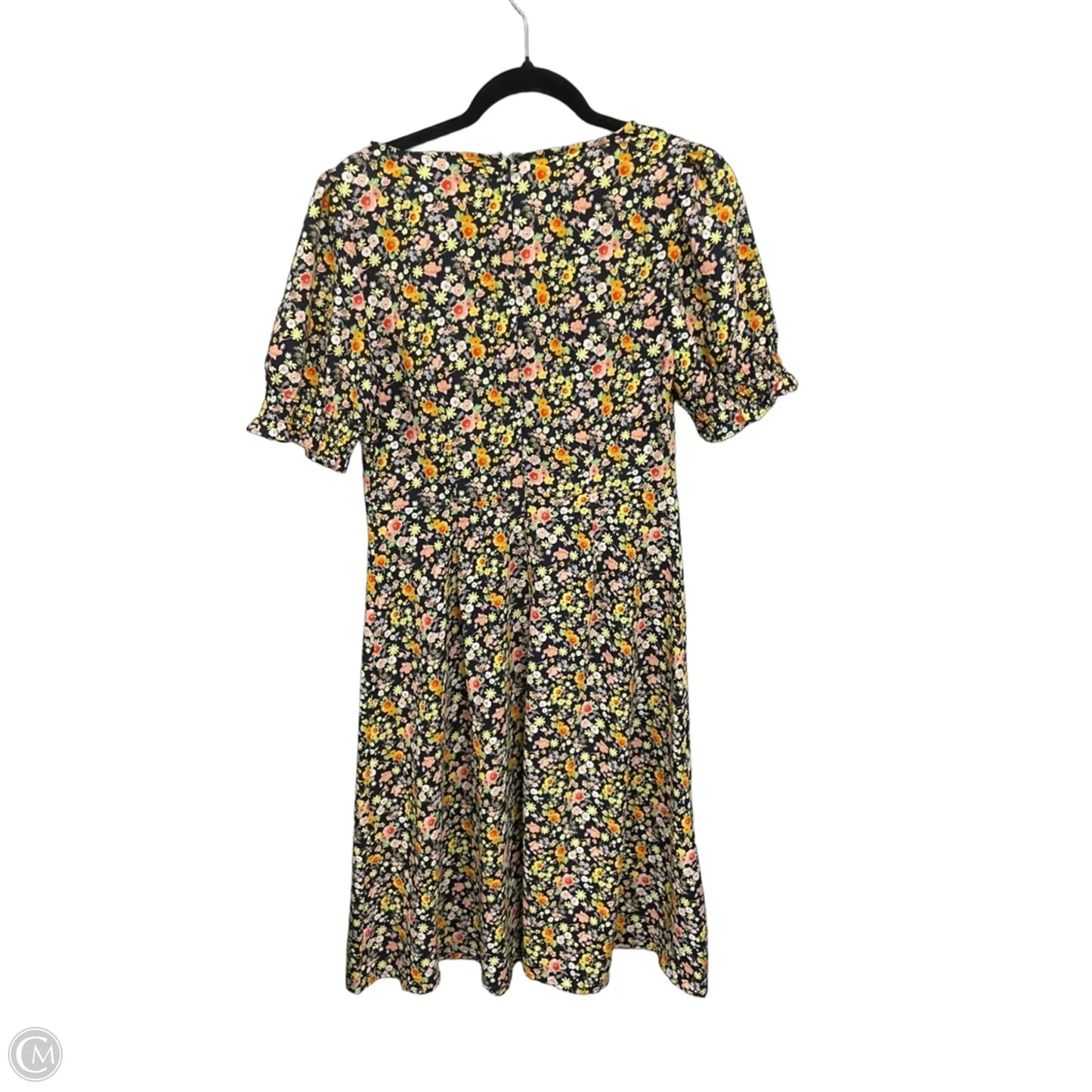 Dress Casual Midi By Loft In Black & Yellow, Size: 4