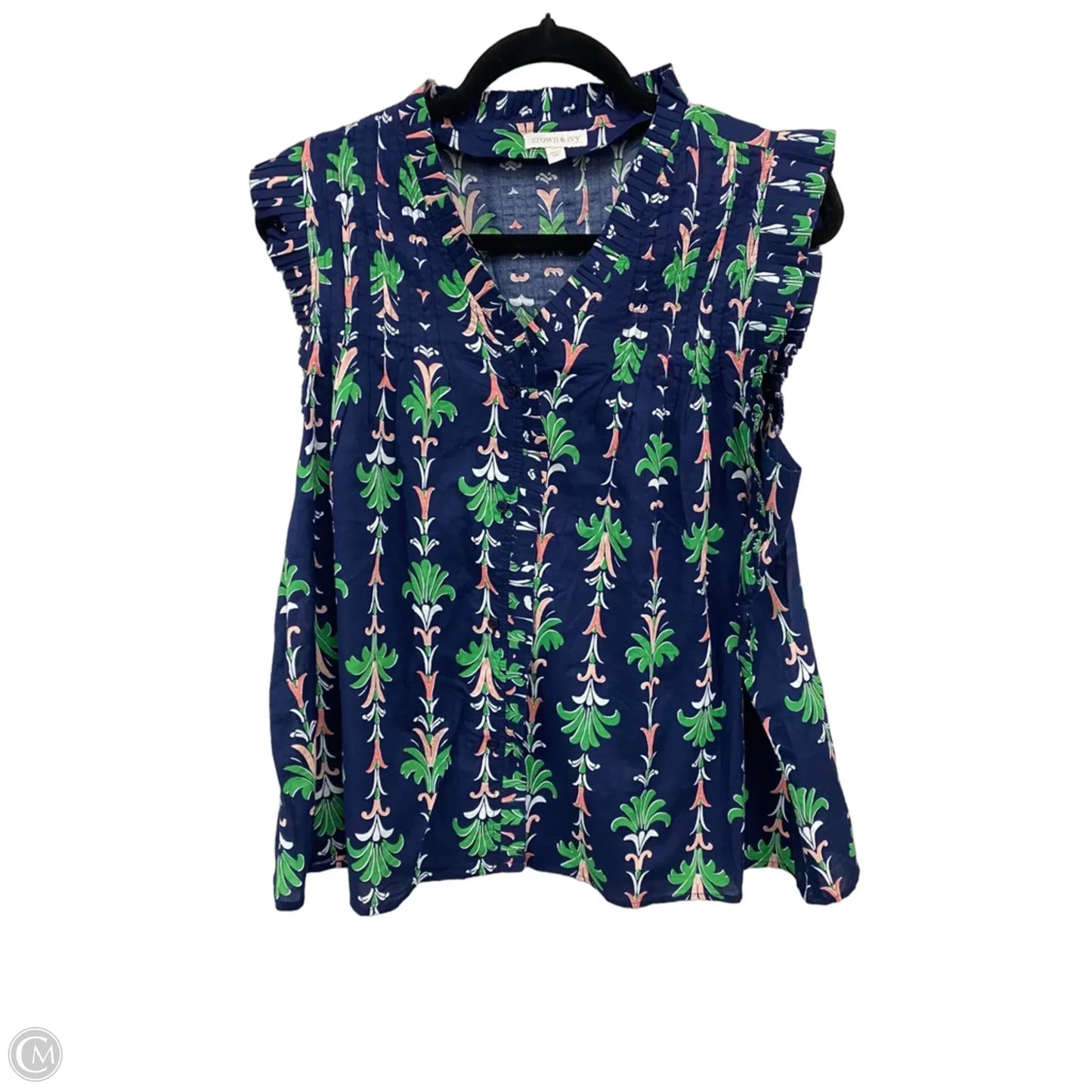 Top Short Sleeve By Crown And Ivy In Blue & Green, Size: Xl