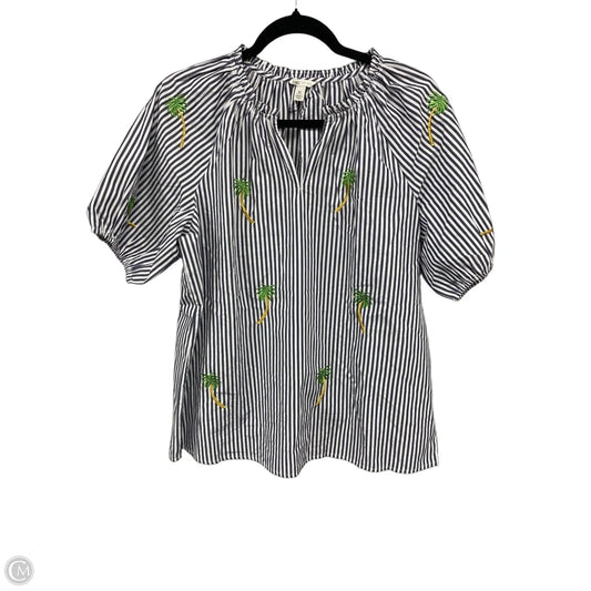Blouse Short Sleeve By Cato In Grey & White, Size: M