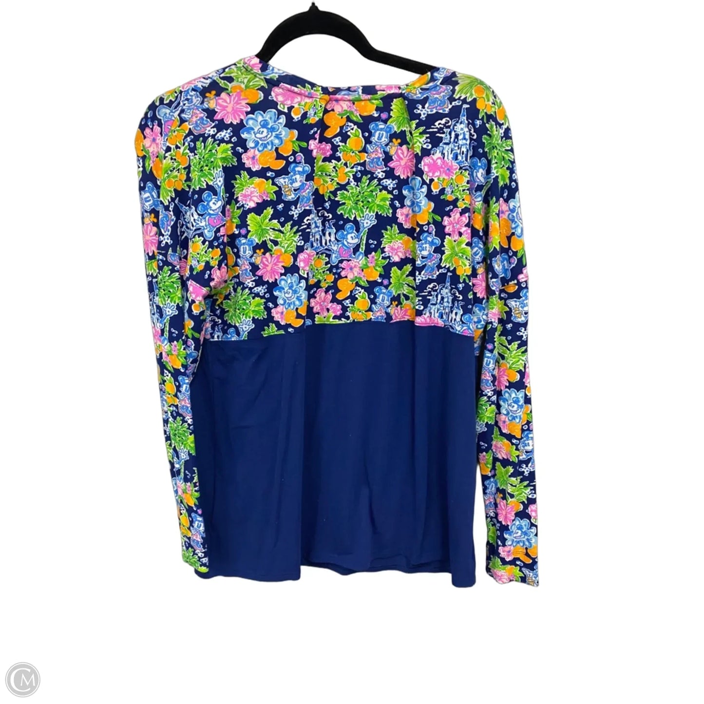 Top 3/4 Sleeve Designer By Lilly Pulitzer In Blue & Pink, Size: L