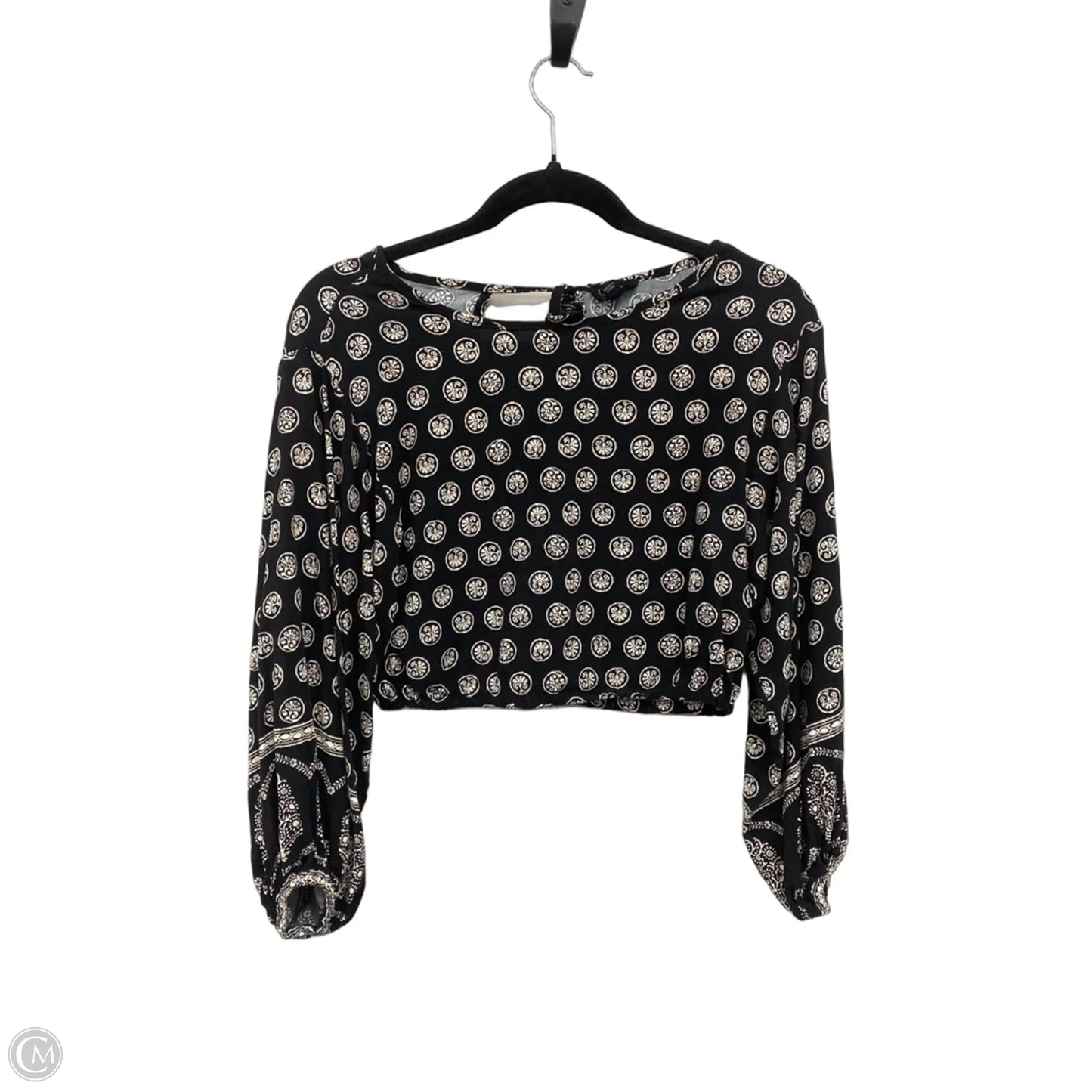Blouse Long Sleeve By Nicole By Nicole Miller In Black & White, Size: Xs