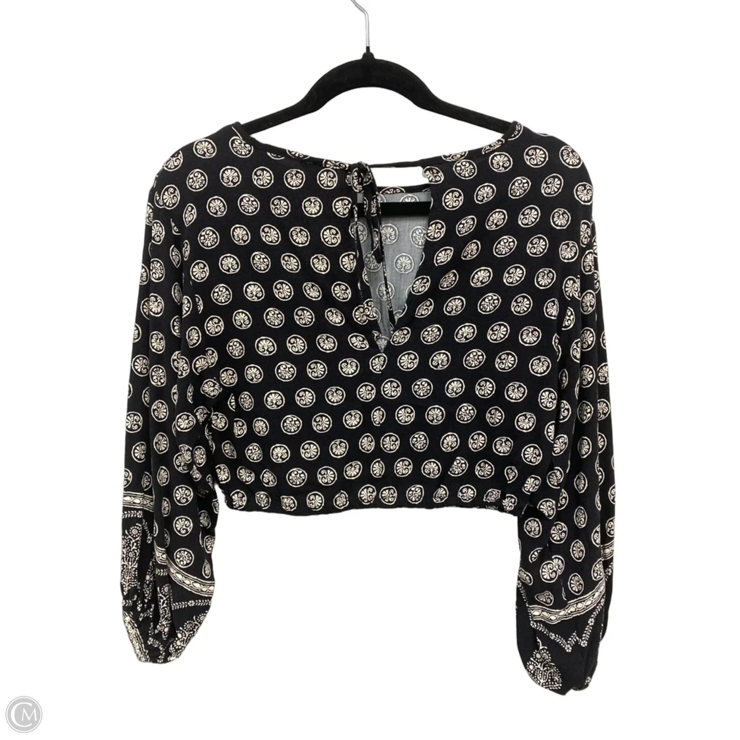 Blouse Long Sleeve By Nicole By Nicole Miller In Black & White, Size: Xs