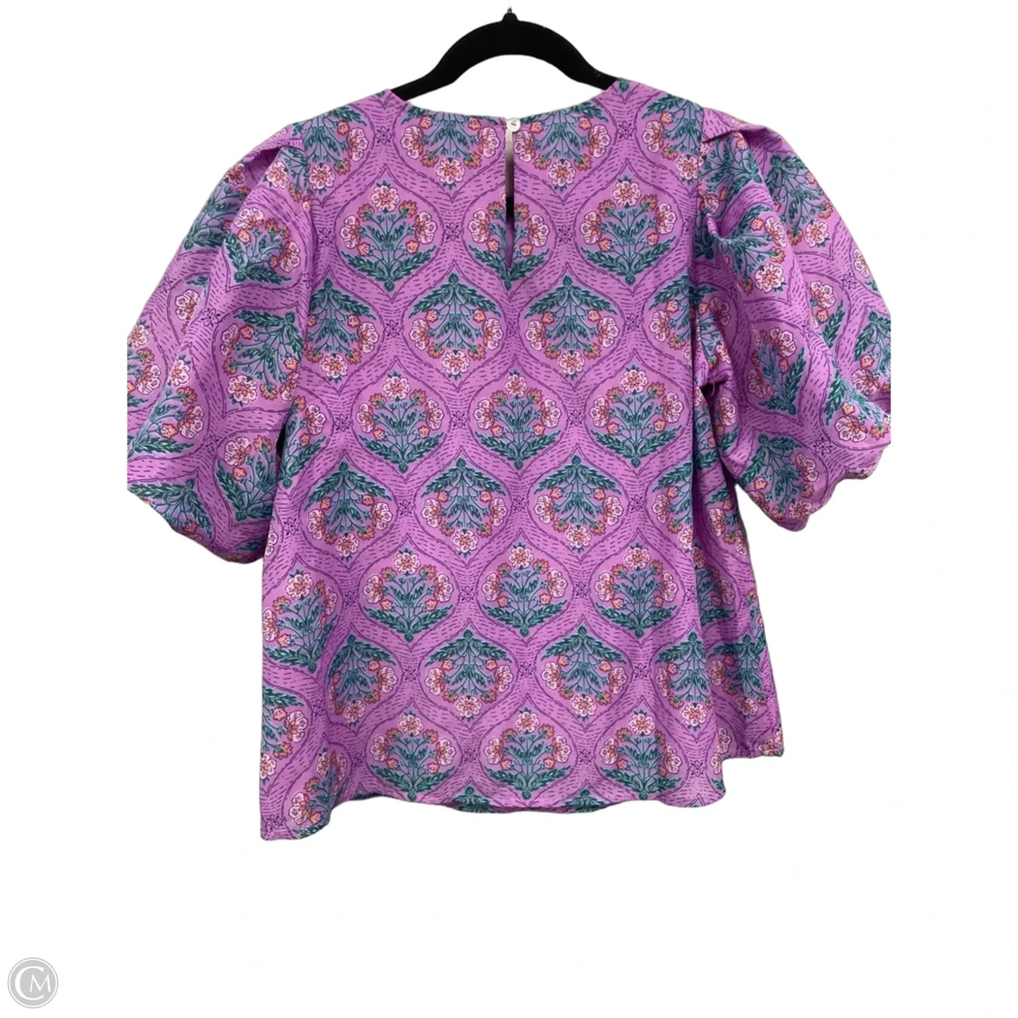 Blouse Short Sleeve By J.marie In Green & Purple, Size: Xs